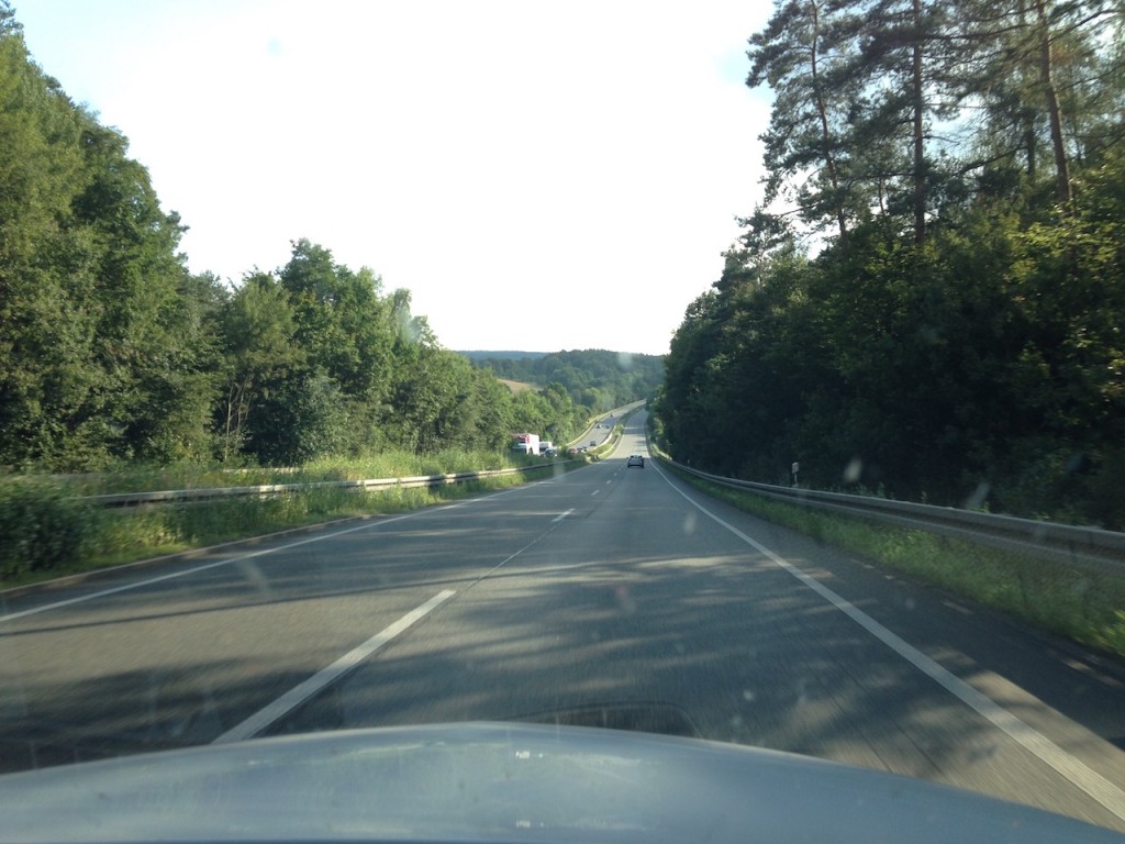 Driving the Autobahn into Frankfurt from Berlin